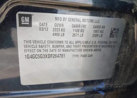 2013 Buick Lacrosse Leather Group z USA, uszkodzony, nr VIN 1G4GC5G3XDF264781